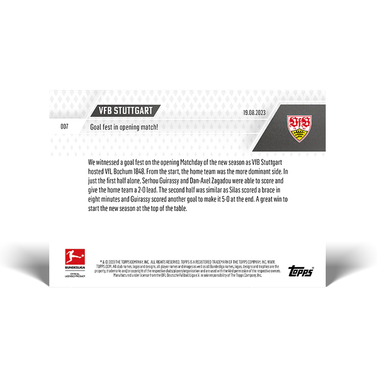 Topps UK - Goal fest in opening match! - Bundesliga TOPPS NOW® Card #7