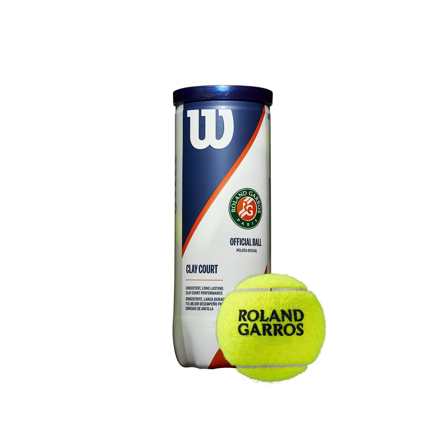 CAN OF 3 WILSON ROLAND GARROS CLAY COURT TENNIS BALLS WRT125000