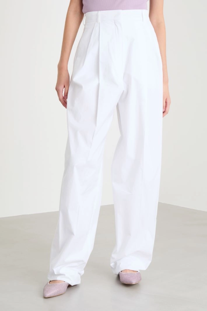 High-rise canvas trousers - WHITE