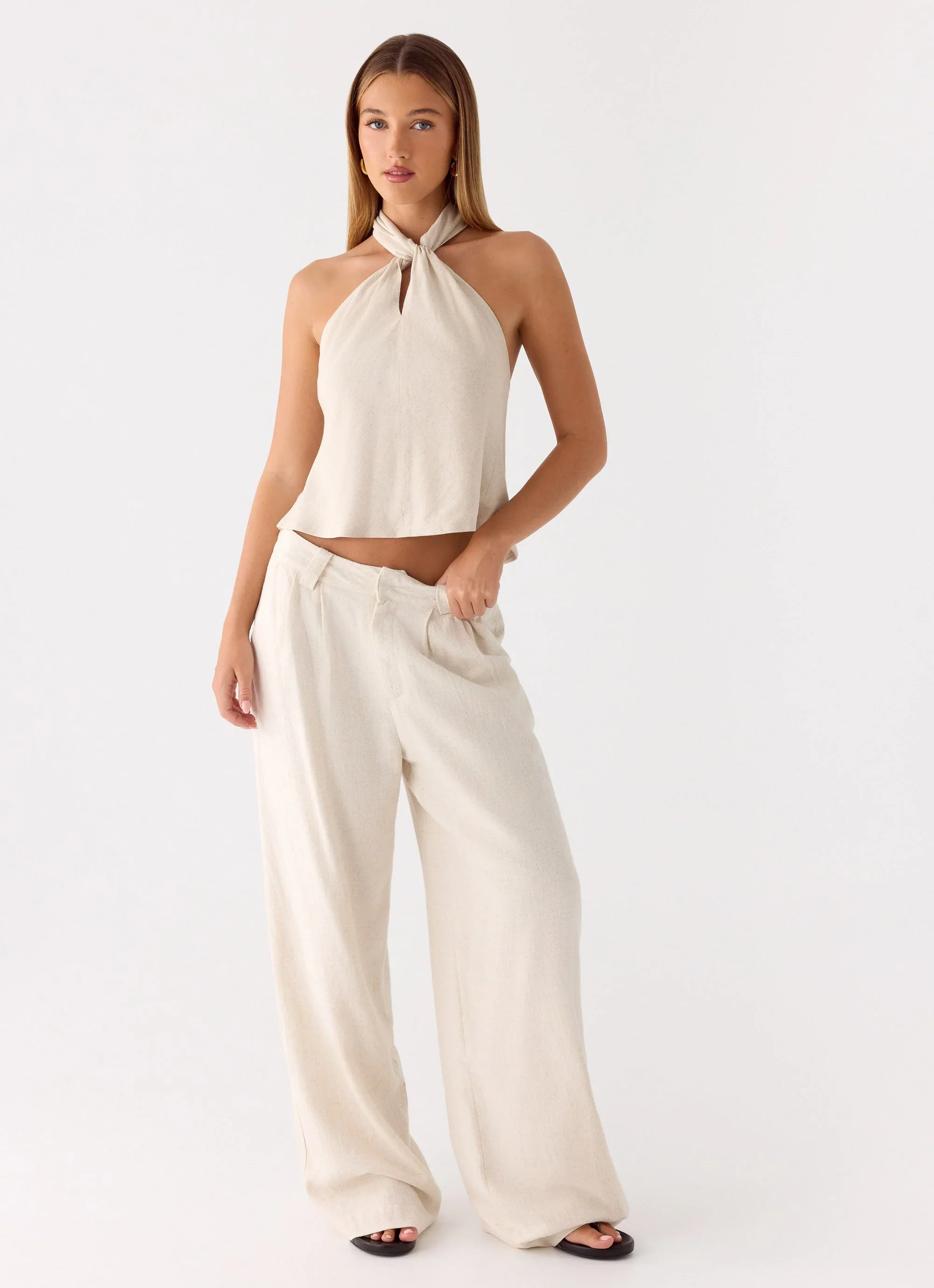 Maddox Linen Top - Oat