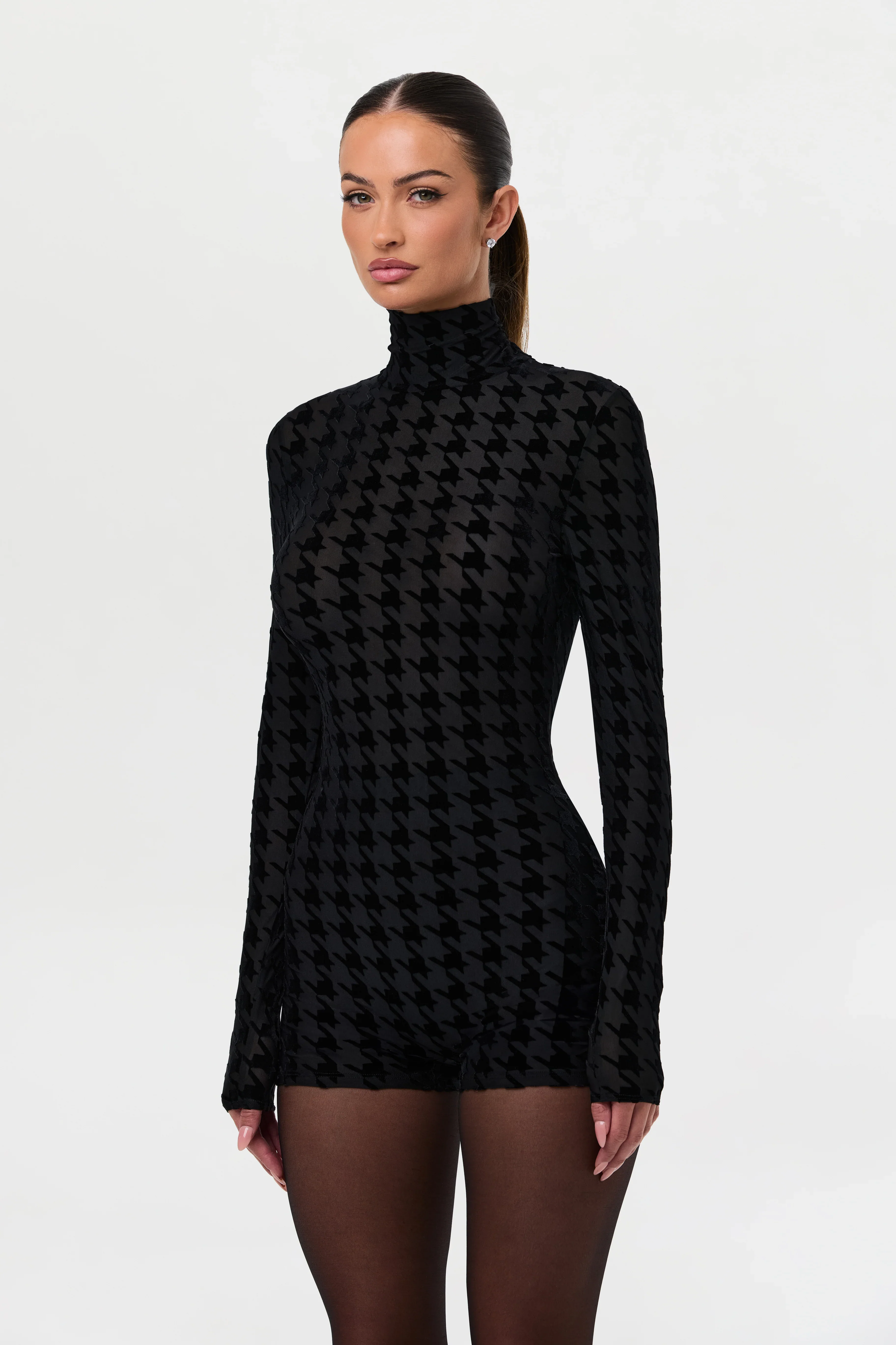 Burnout Print Turtleneck Romper