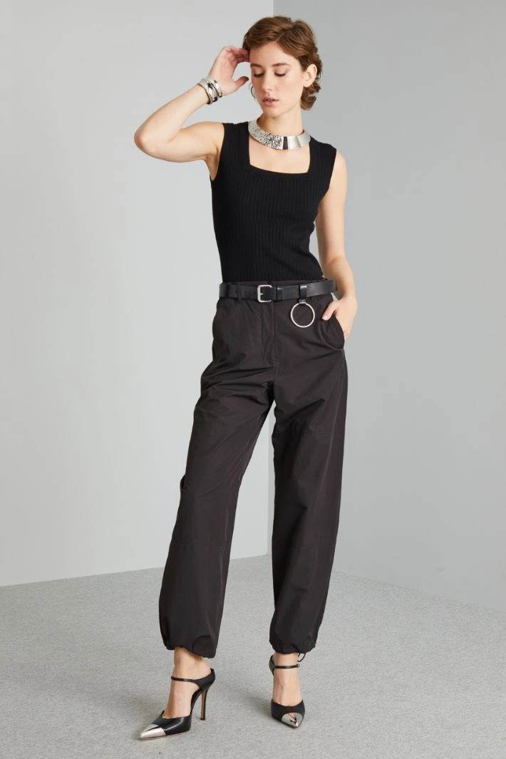 Technical canvas trousers - BLACK