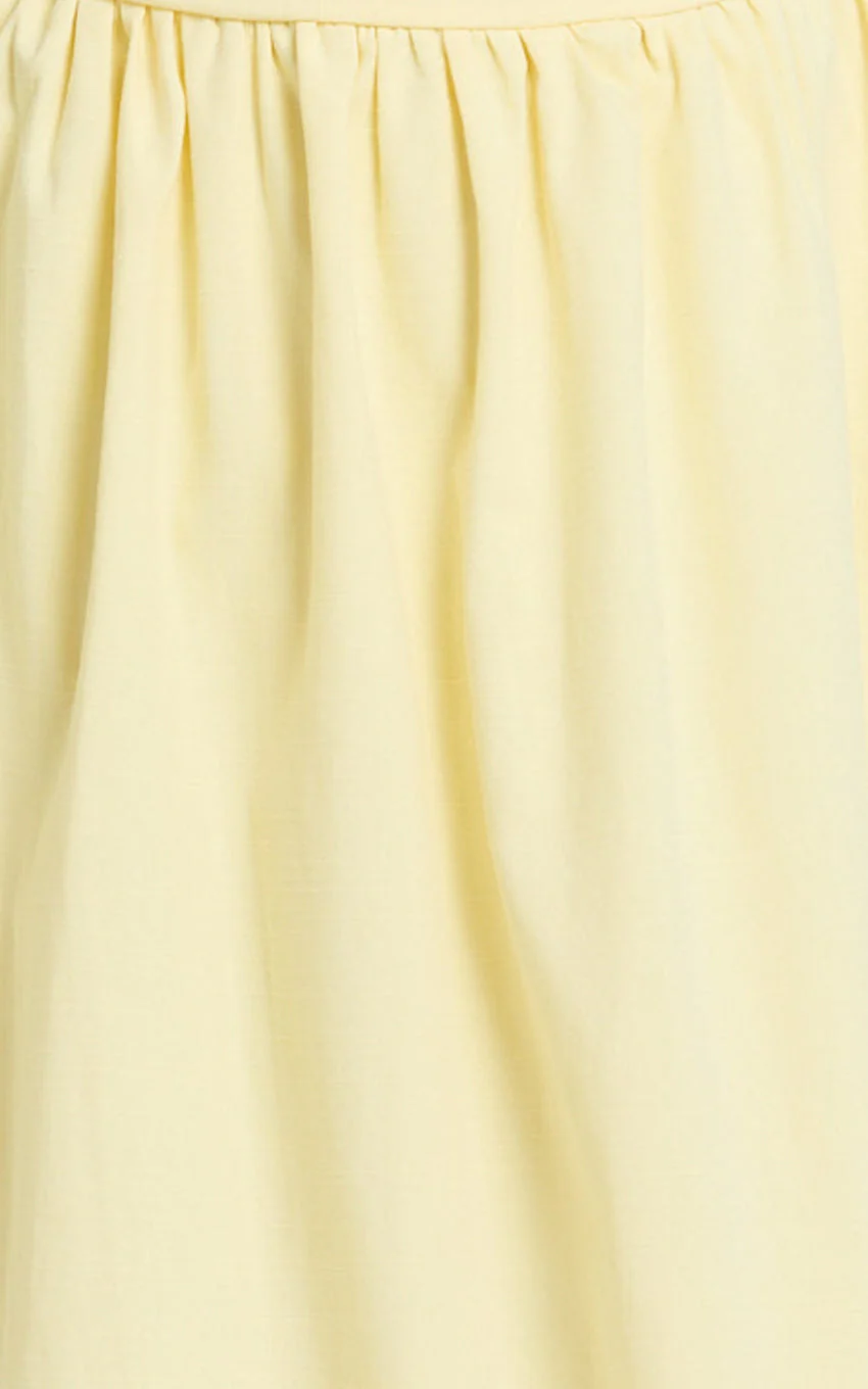 Polly Midi Dress - Strapless Ruched Dress in Lemon