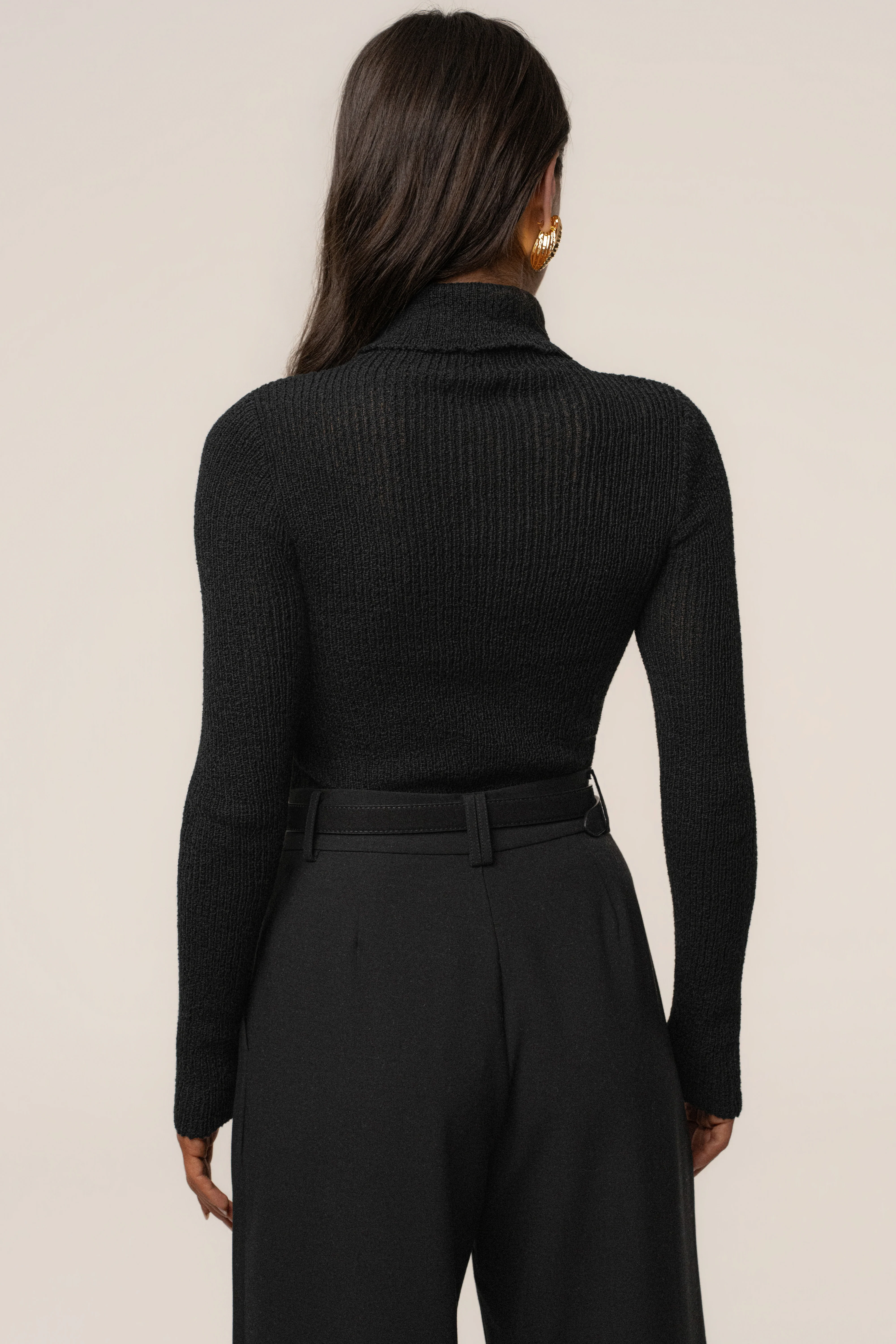 Black Carli Turtle Neck Top