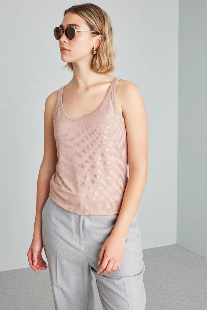 Jersey top with rhinestones - ANTIQUE PINK