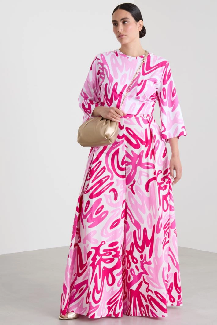 Printed T-shirt with pocket - FUCHSIA