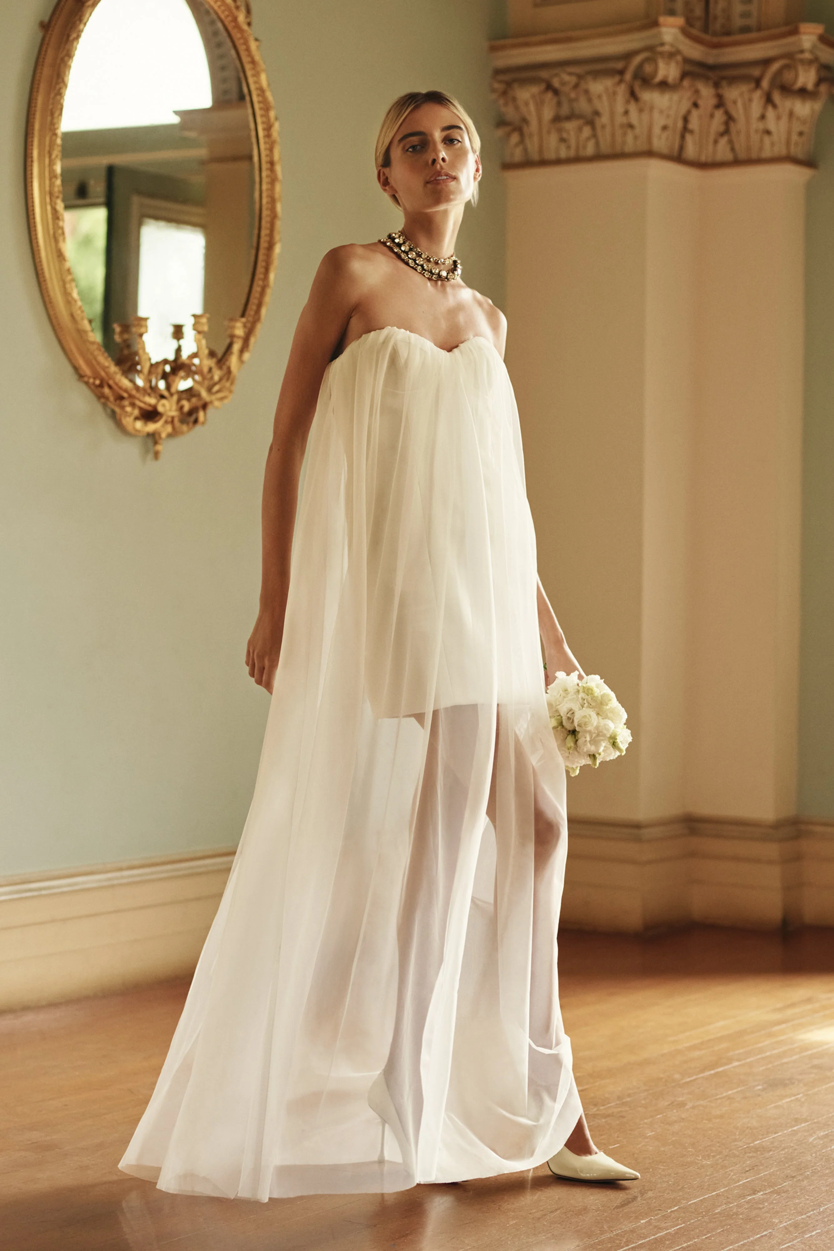 Bettany Chiffon Strapless Maxi Dress - White