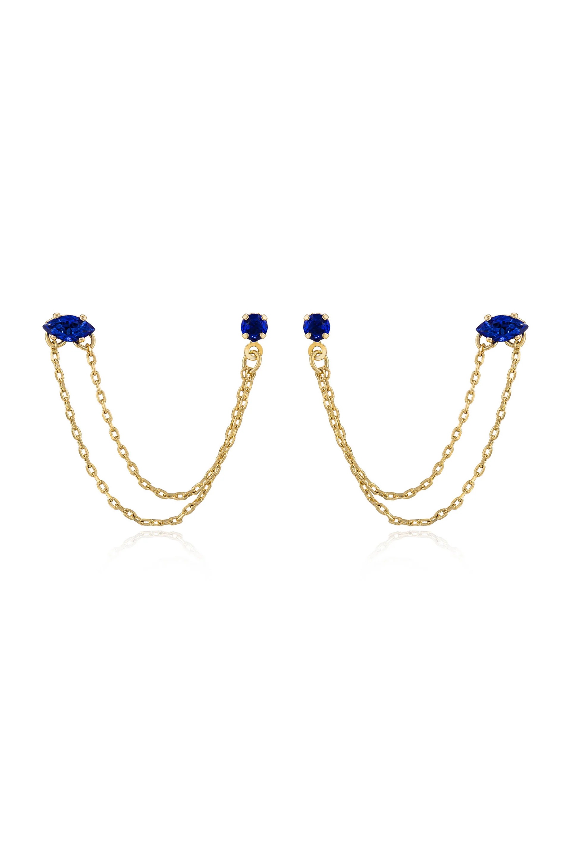 Double Piercing Chain Dangle Earrings