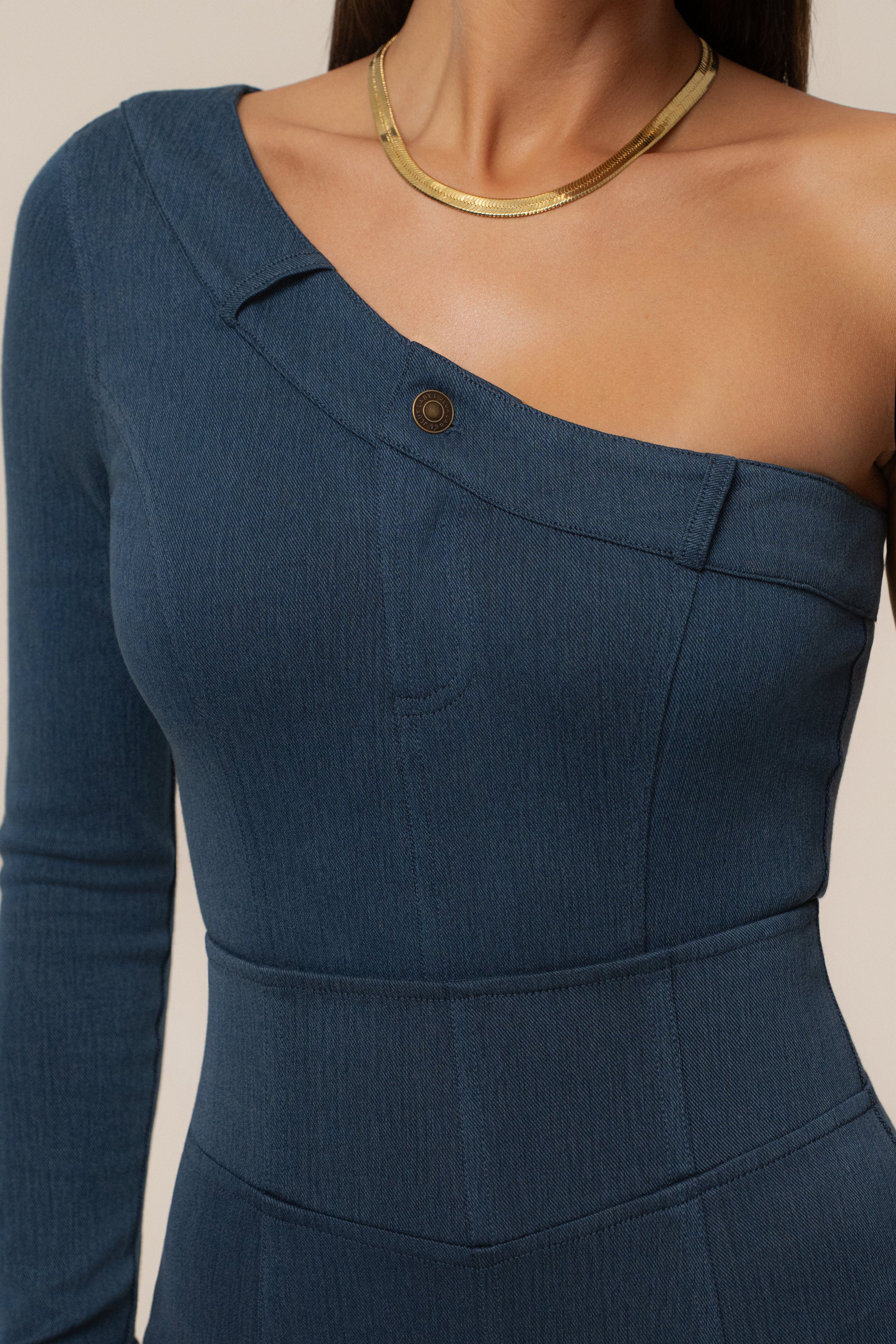 Dark Denim Button Me Up Bodysuit