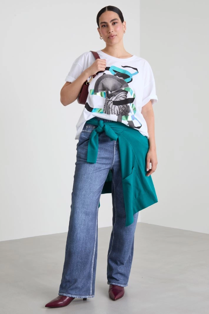 Cotton print T-shirt - WHITE GREEN