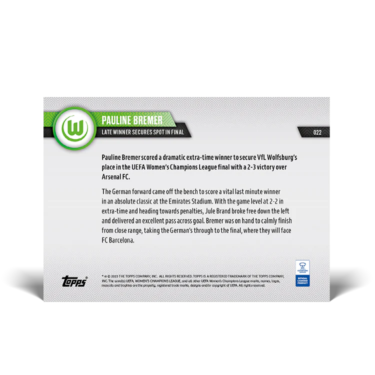 Topps UK - Late winner secures spot in final - UWCL TOPPS NOW® Card #22