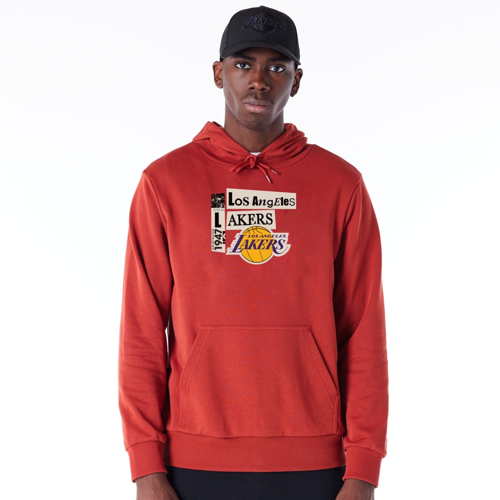 Los Angeles Lakers Newspaper Script New Era NBA Hoodie Red