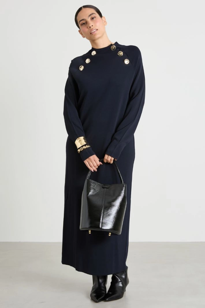 Knitted viscose dress - NIGHT BLUE