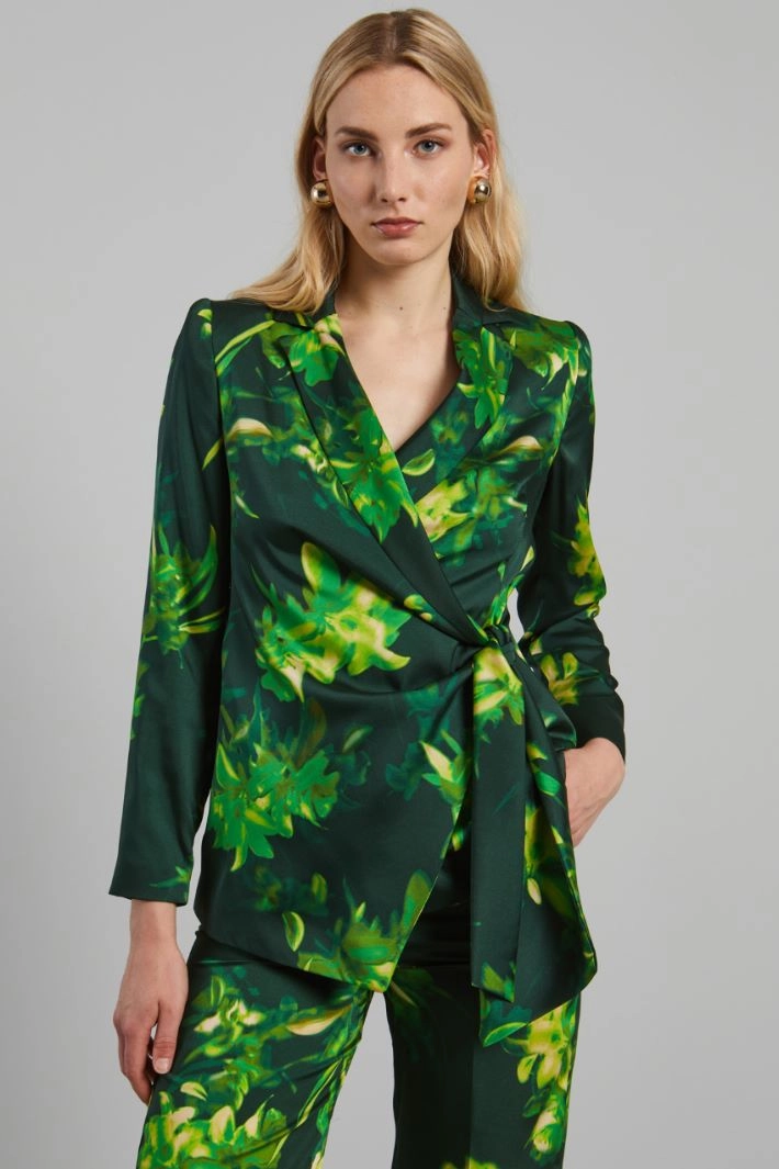 Wrap twill blazer - GREEN LIME