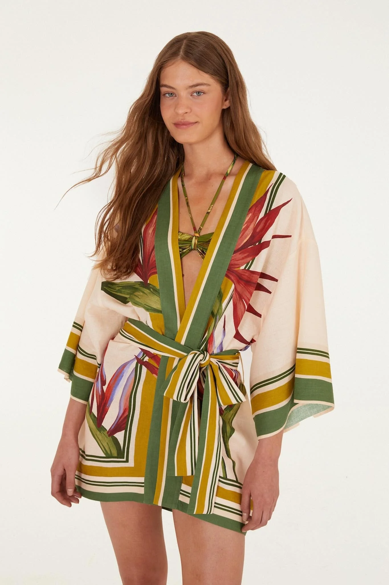 Light Blush Strelitzia Kimono