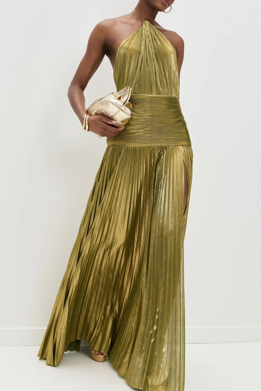 Halter Backless Split Tie Bodycon Maxi Dress