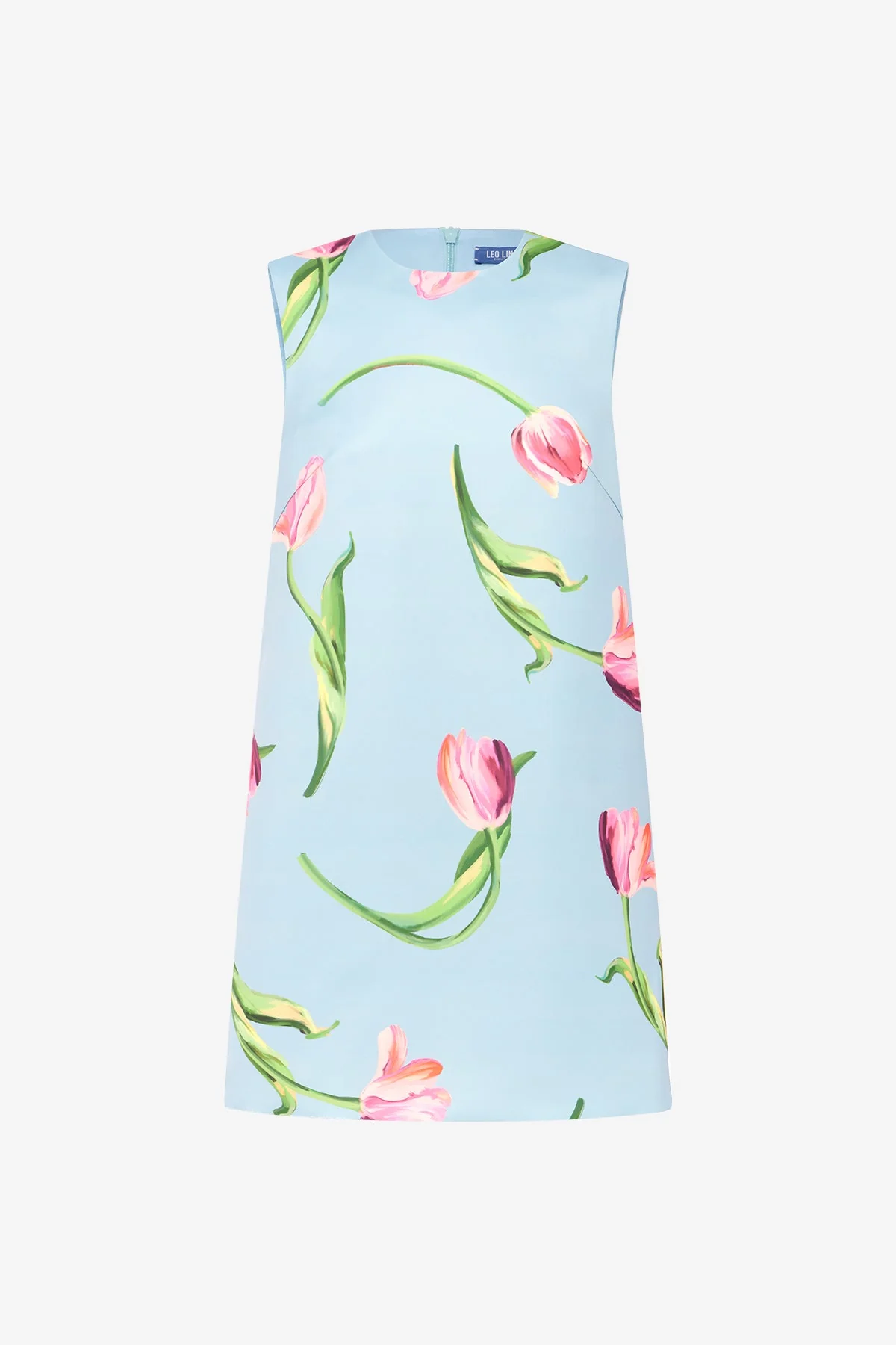 Yvonne Mini Dress - Tulip Print in Blue