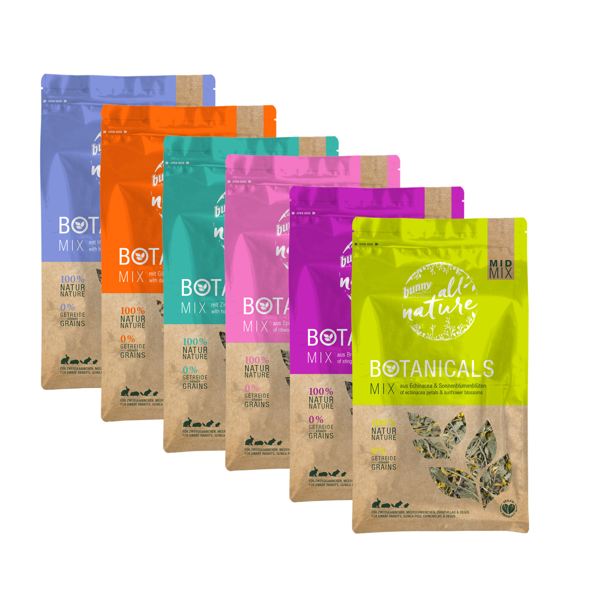 Bunny Nature Mid Mix Botanicals - Ribwort & Rose Blossom - 120g