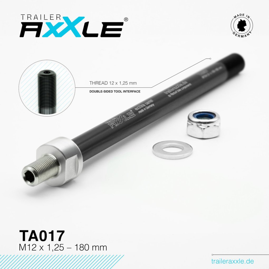 Radoxx Components Trailer AxXle Thru Axle - 12x148mm - M12x1.25 | 180mm | TA017