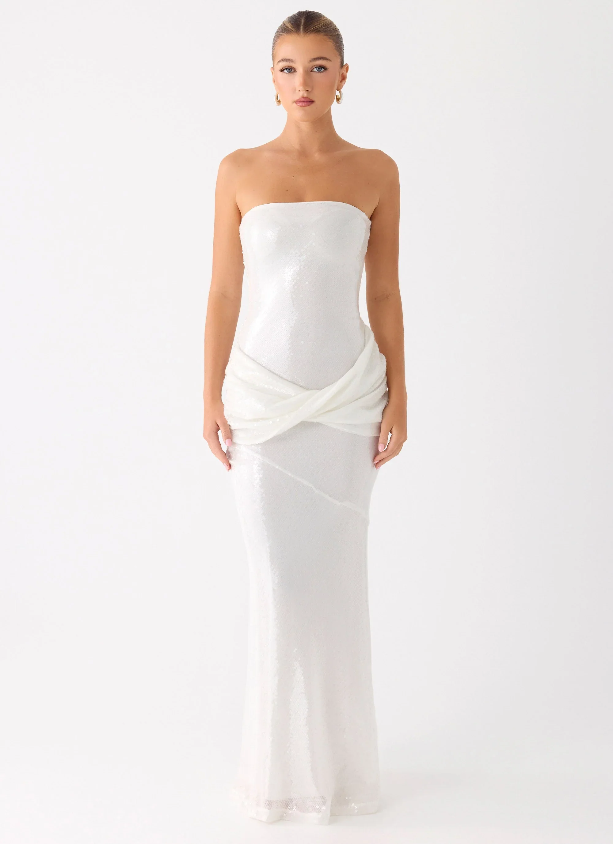 Anticipating Sequin Maxi Dress - White