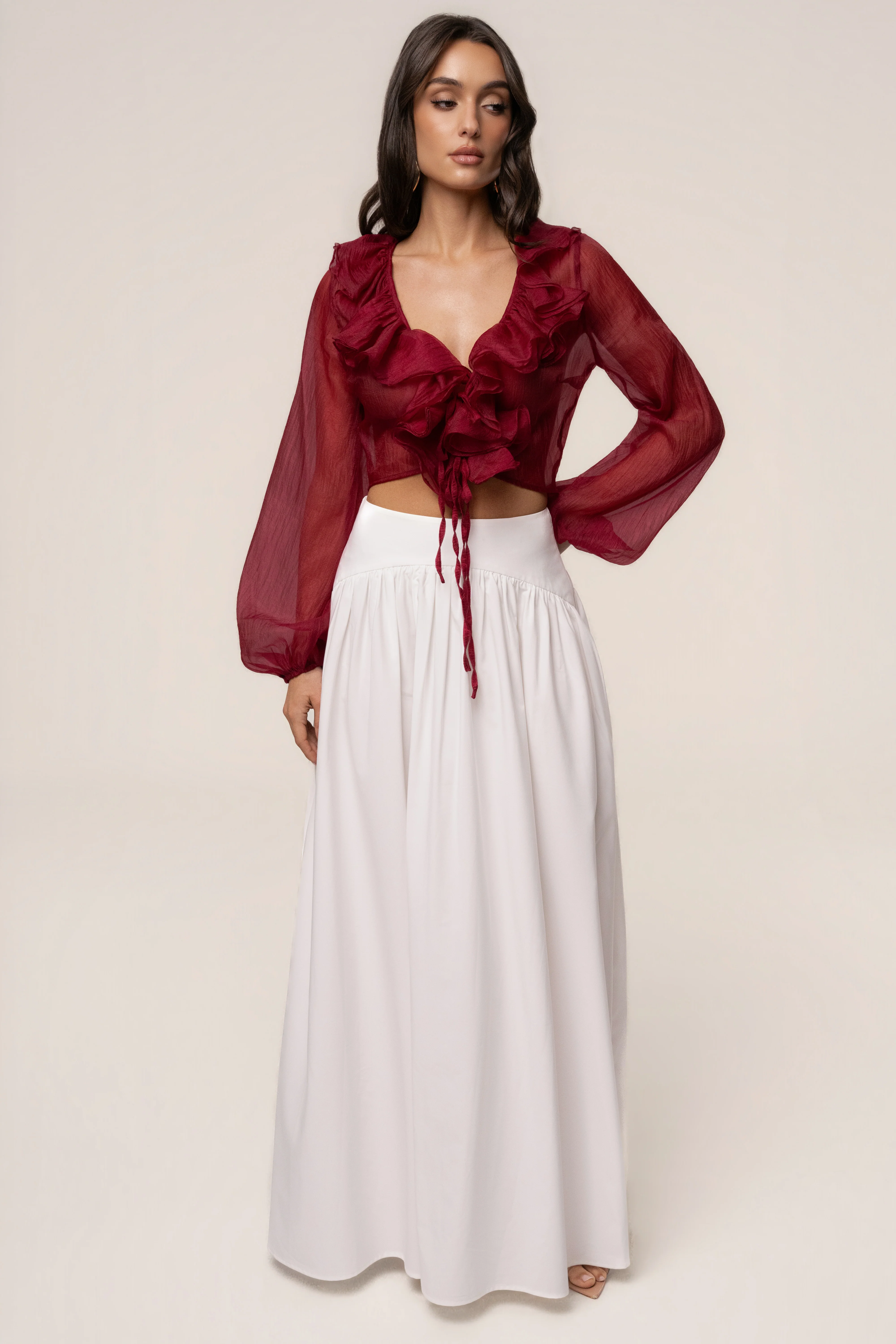 Berry Delilah Ruffled Top