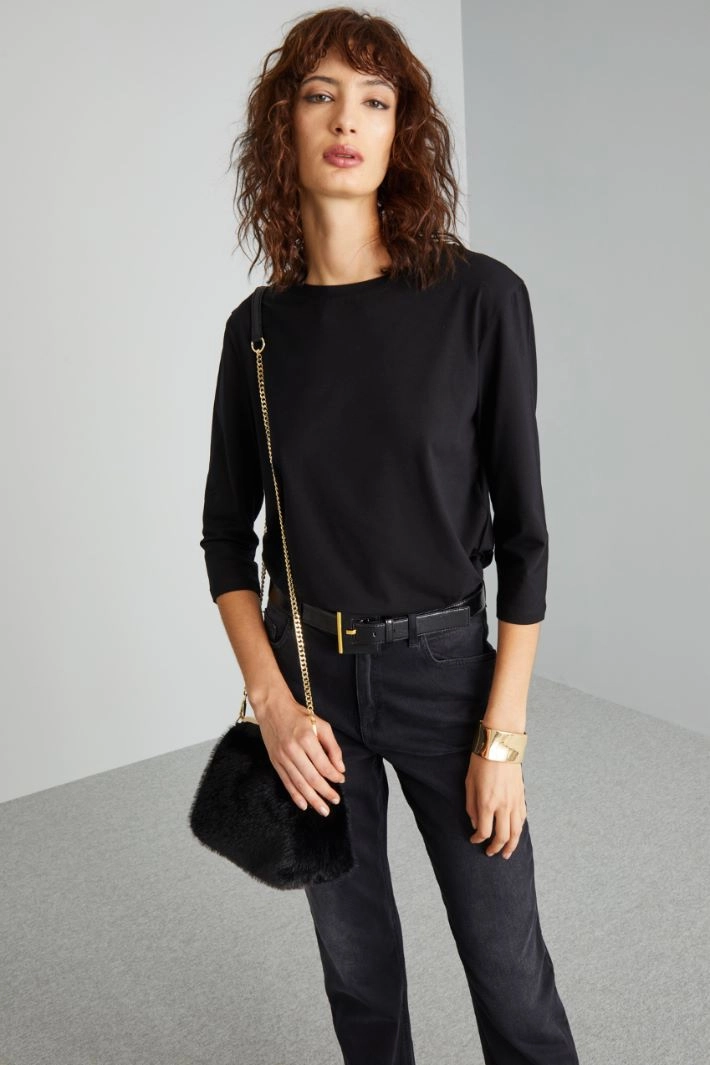 Cotton jersey T-shirt - BLACK