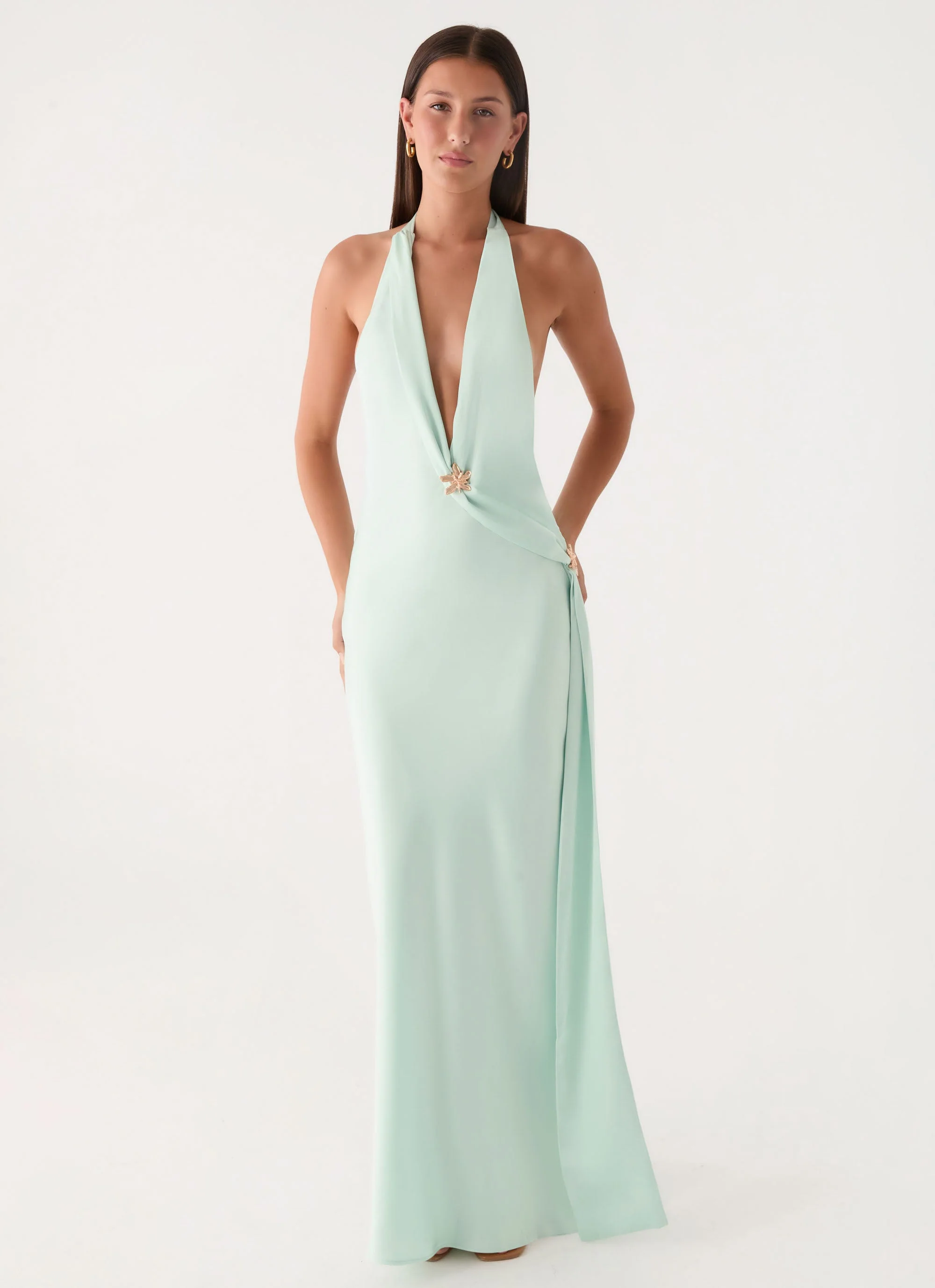 Eleni Halter Maxi Dress - Pistachio