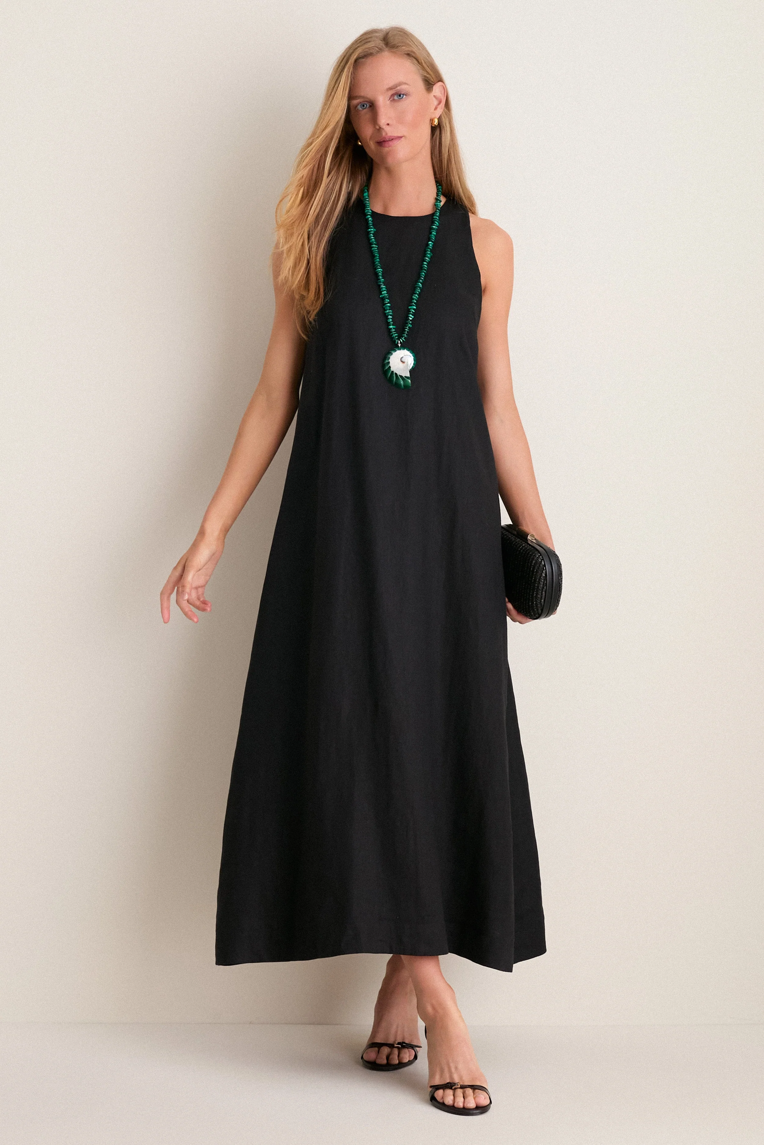 Black Linen Portia Dress