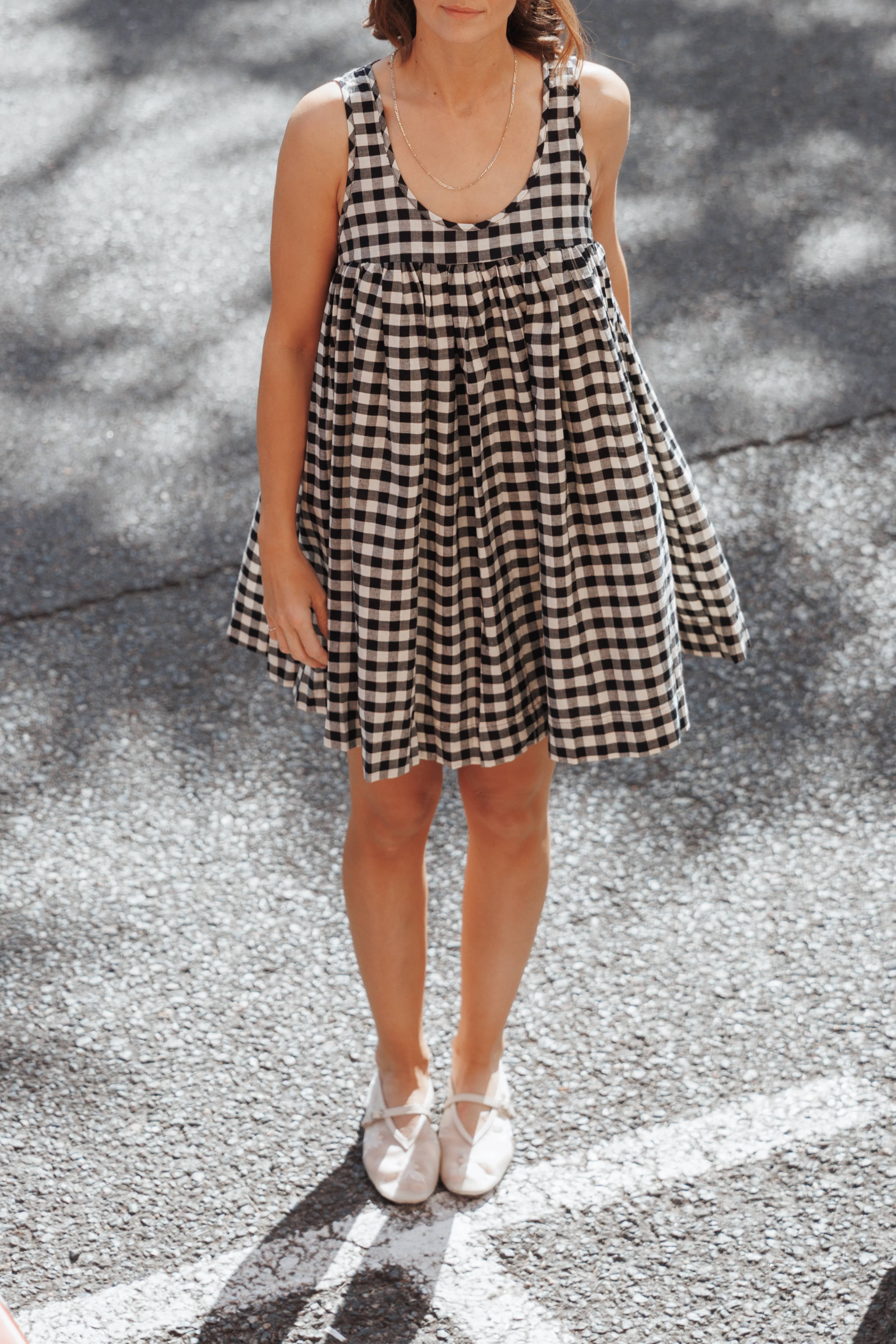 Atria Mini Dress - Black Cream Gingham