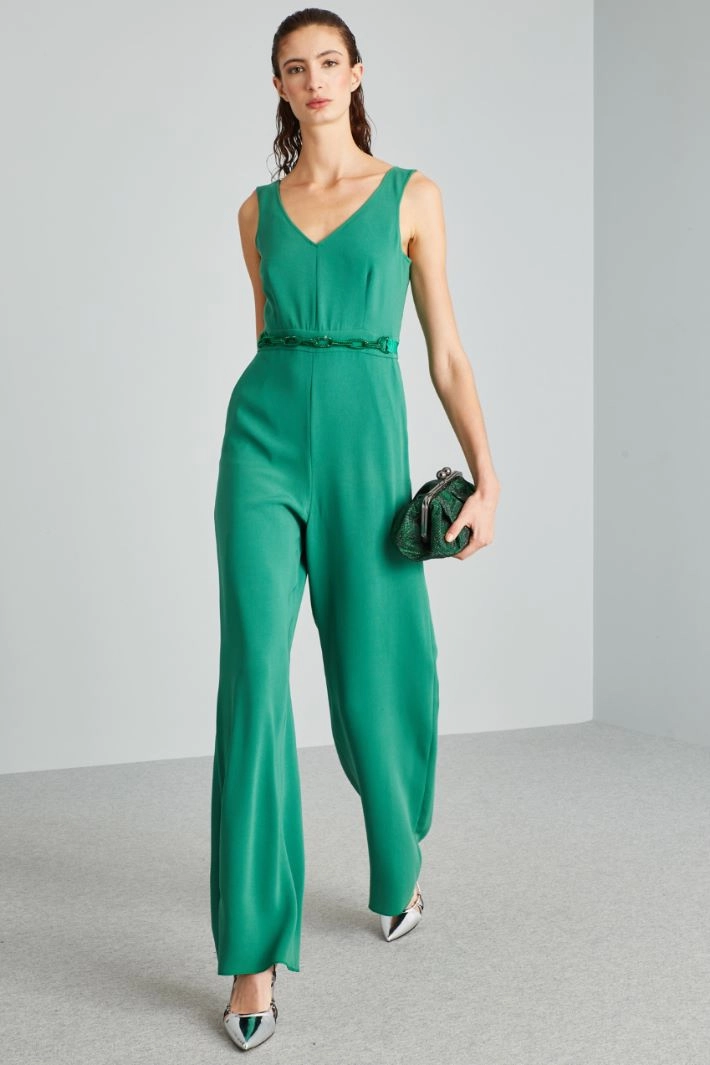 Double V-neck jumpsuit - GREEN
