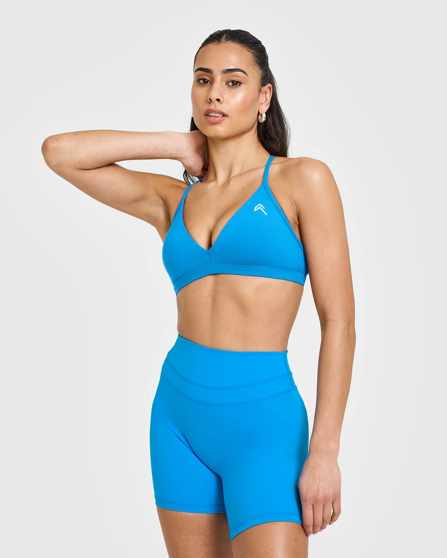 EasyLift™ Ultra Minimal V Neck Bralette with White Logo | Tropical Blue