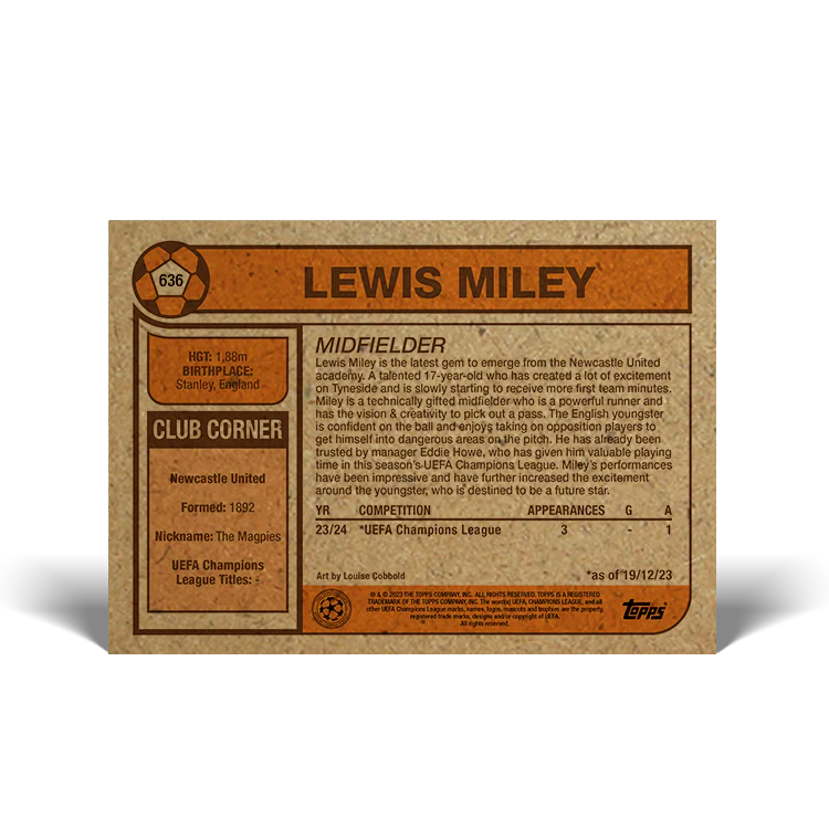 Topps UK - UCC Living Set Card #636 - Lewis Miley