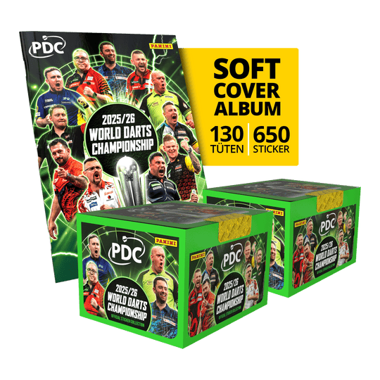 Panini PDC World Darts Championship 2025/26 - Softcover Mega Bundle with two sticker boxes