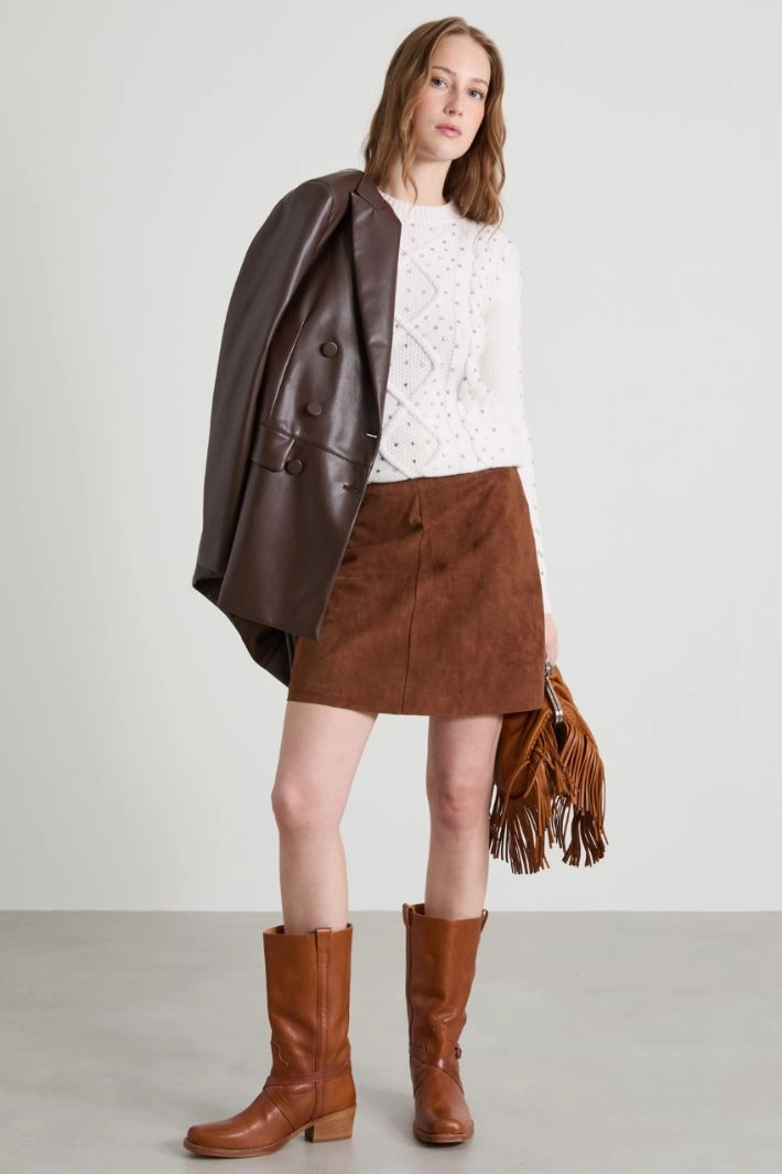 Wool and cashmere cable-knit jumper - CREAM