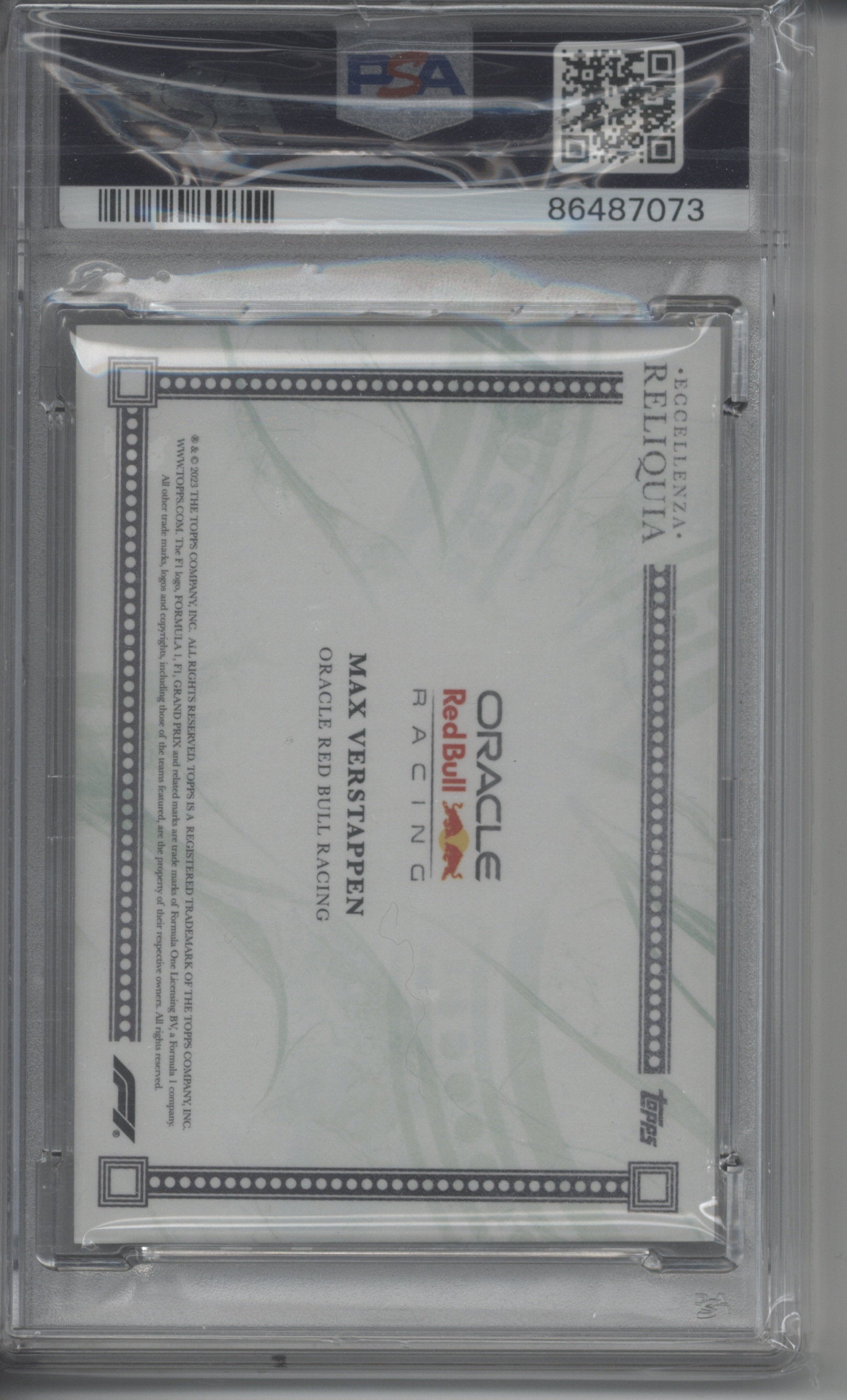 2023 Topps Eccellenza Max Verstappen Reliquia Green 83/99 PSA 8