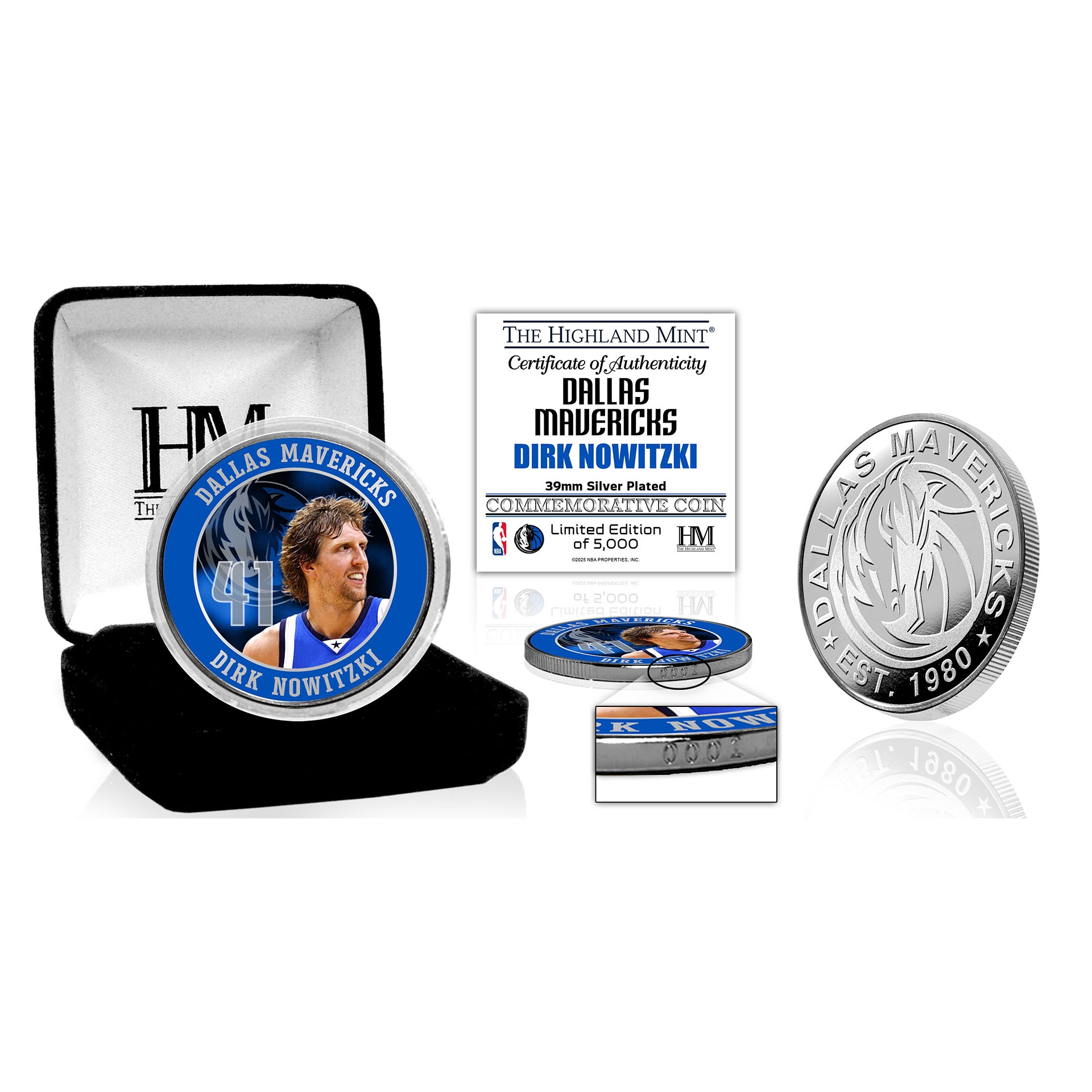 Dirk Nowitzki Dallas Mavericks Silver Plated Commemorative Coin