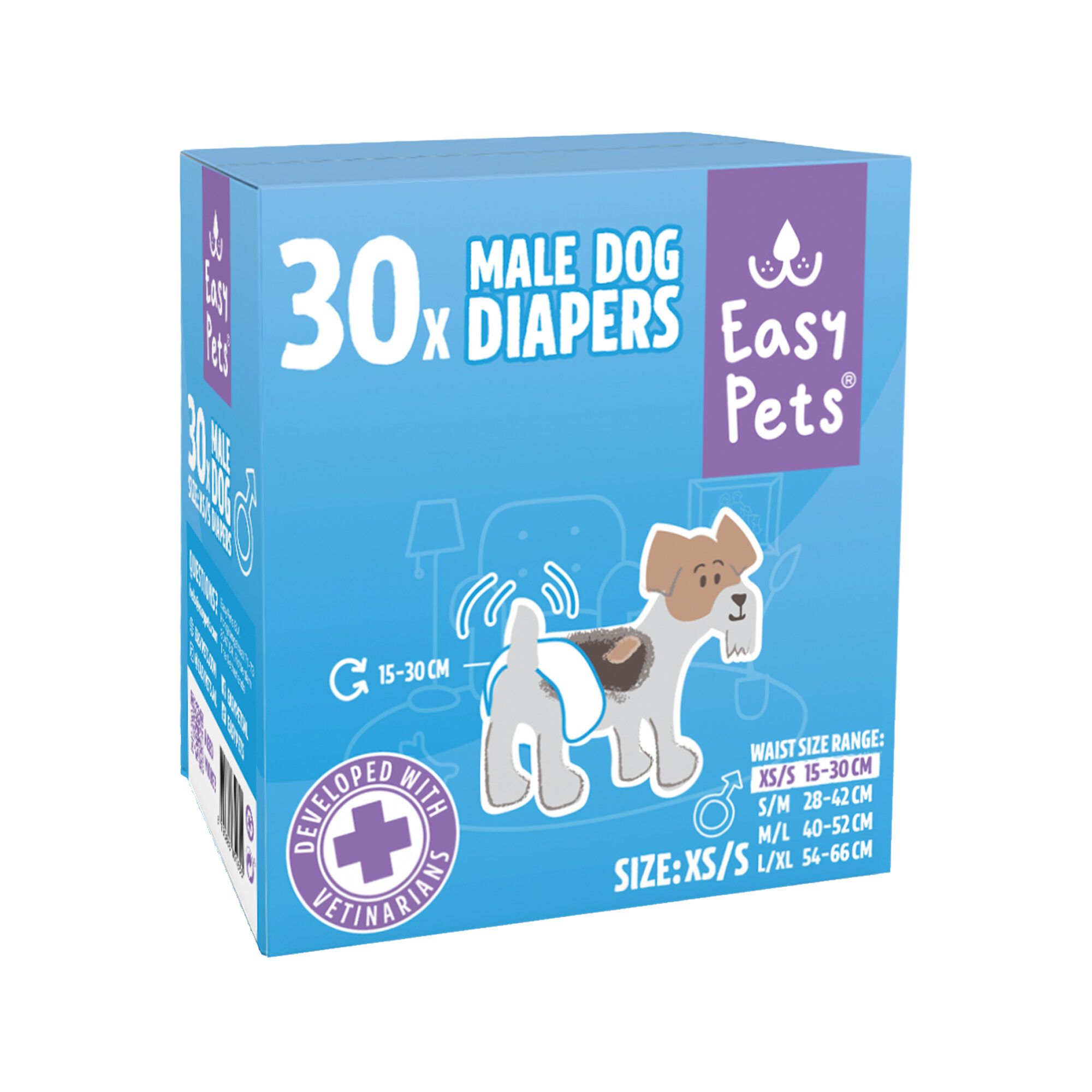 Easypets Male Dog Nappies - XS/S - 100 pcs