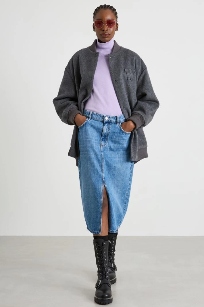 Wool padded bomber jacket - GREY