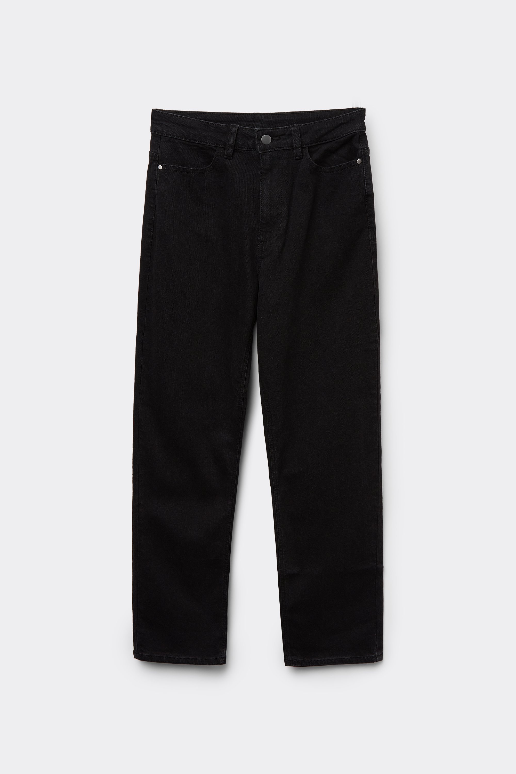 Straight-Fit High-Waist Denim Jeans with Pockets