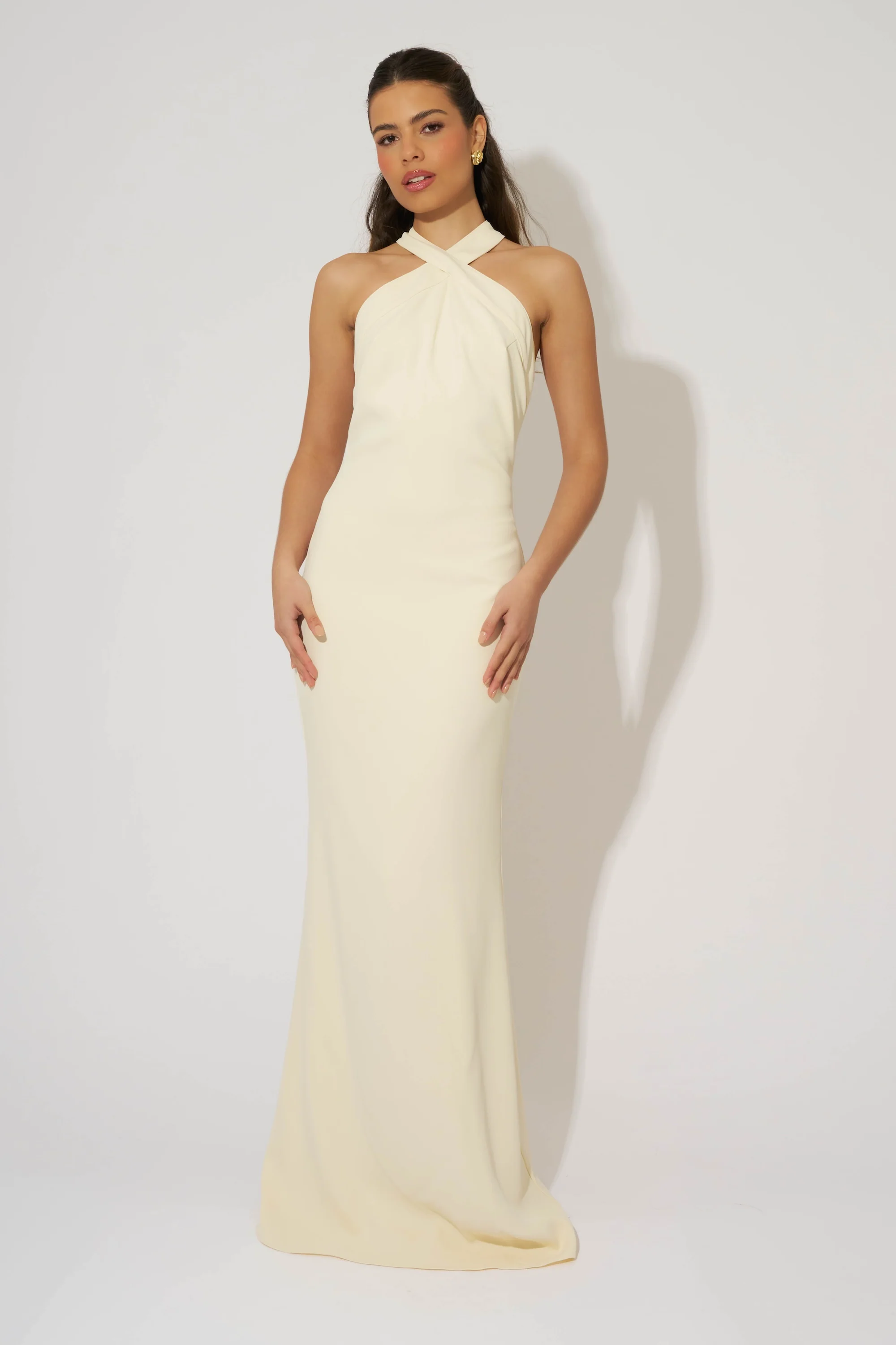 Cross Halter Neck Maxi Dress