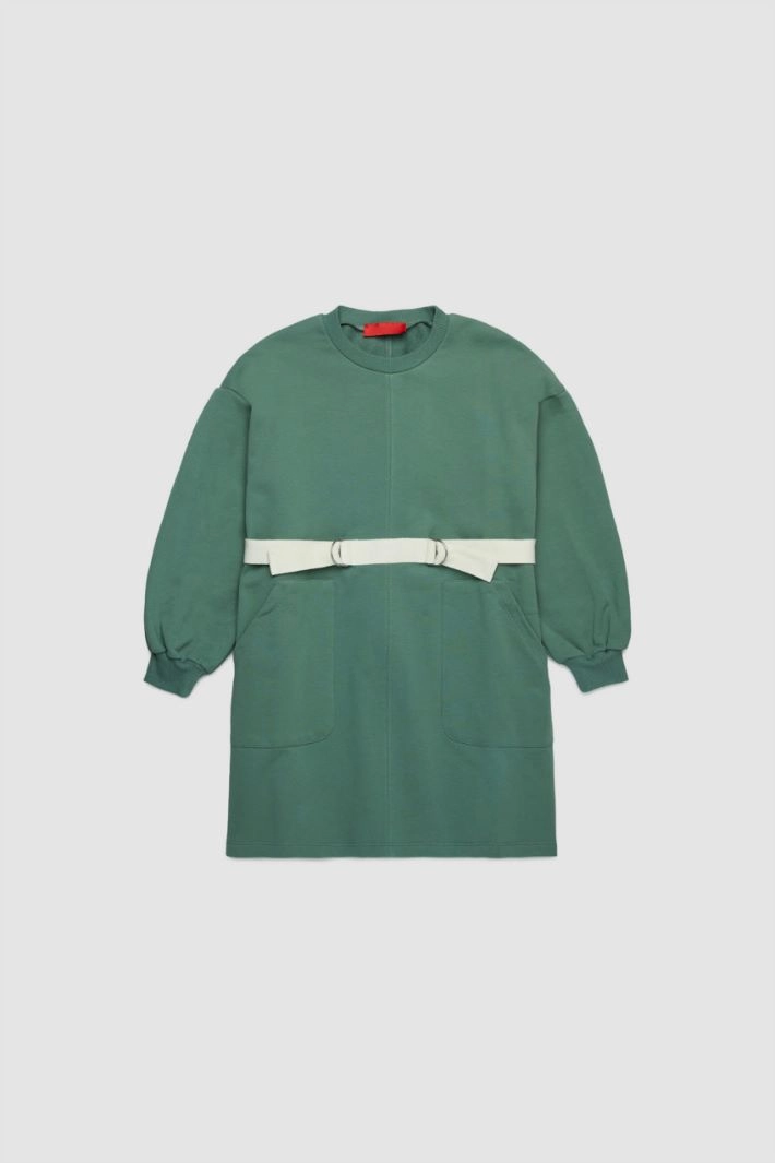 Maxi-sweater dress with belt KID - GREEN