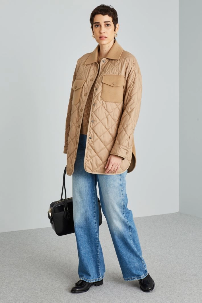Quilted jacket with cloth details - CAMEL