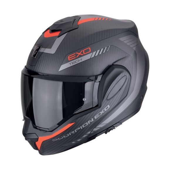 Casque modulable Scorpion Exo EXO-TECH EVO CARBON - COSY - Noir / RougeRef : SC1154
