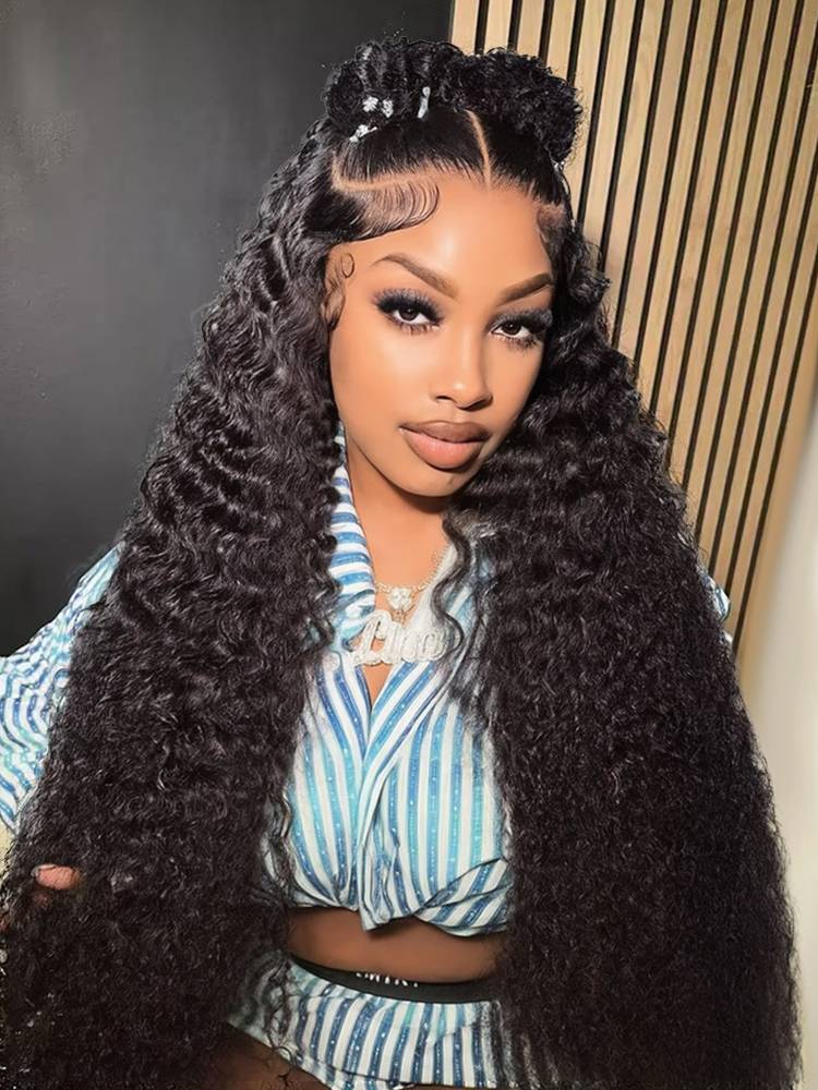 Ophirawig 360 Full Lace Glueless Jerry Curly Wig Invisi Drawstring Natural Black Pull & Go