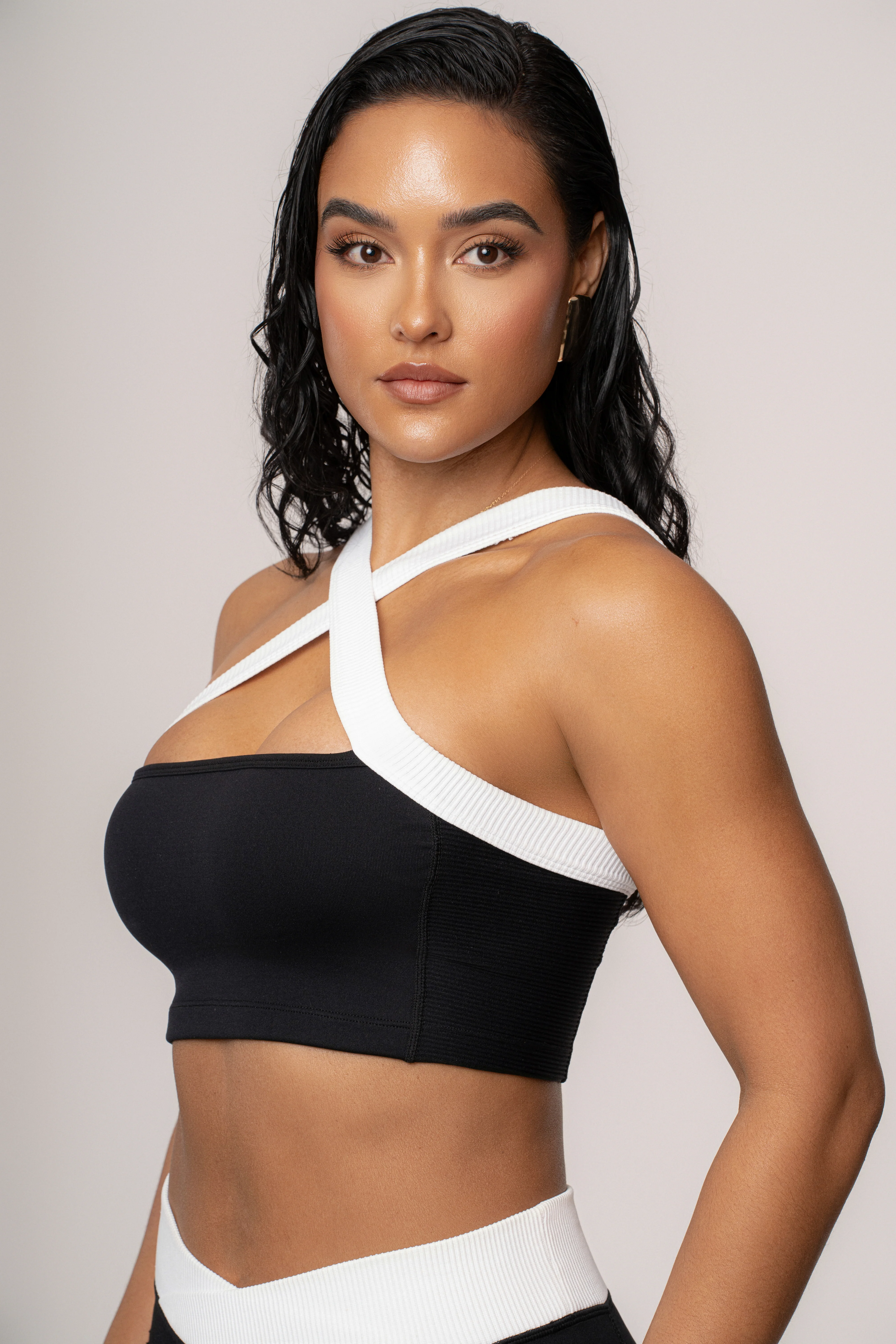 Black/White Ultimate Ribbed Halter Top