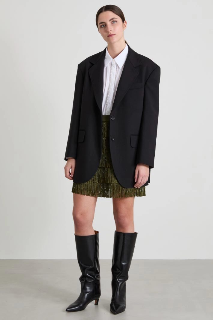 Fringed mini skirt - KHAKI GREEN