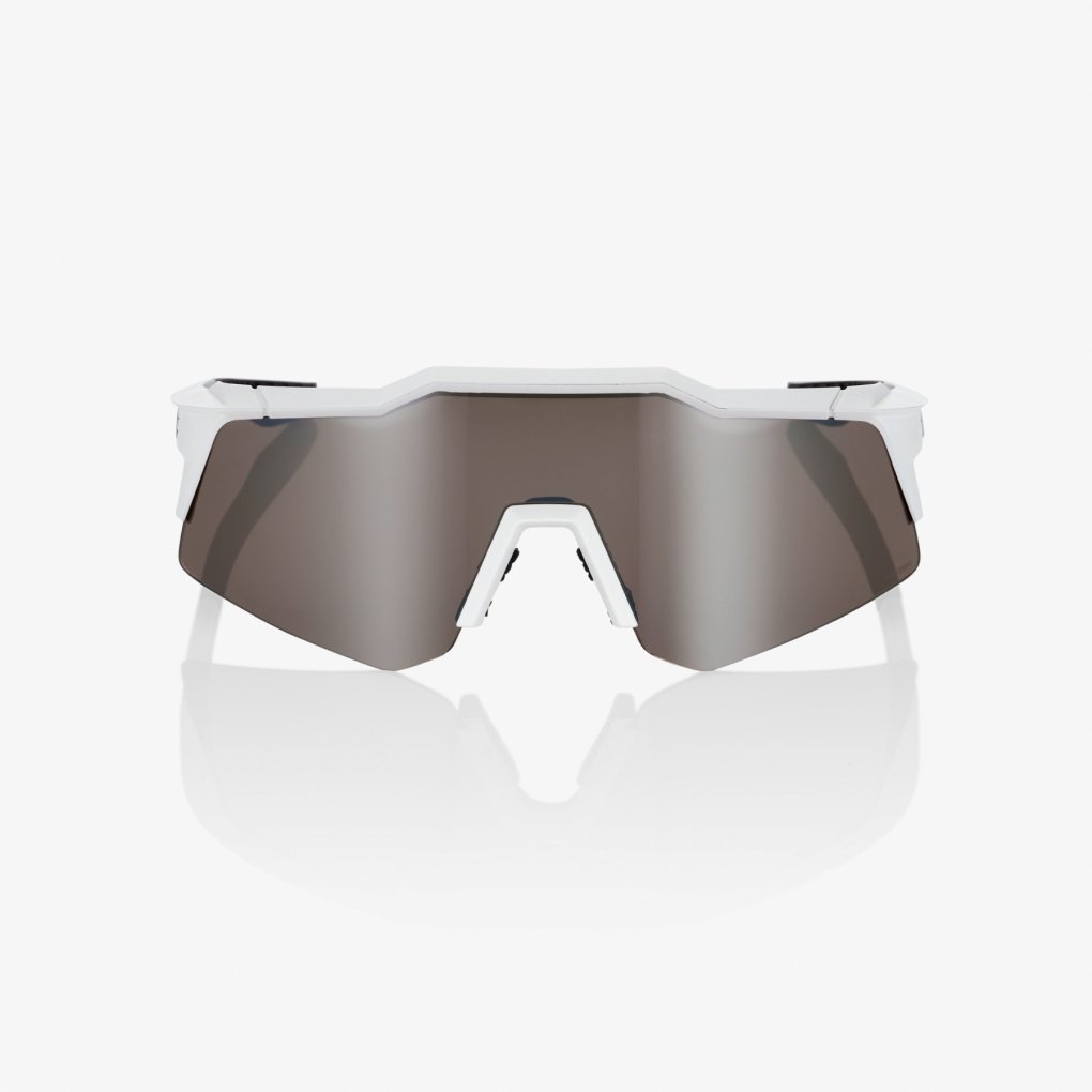 100% Speedcraft XS Glasses - Matte White - HiPER Silver Mirror | Clear