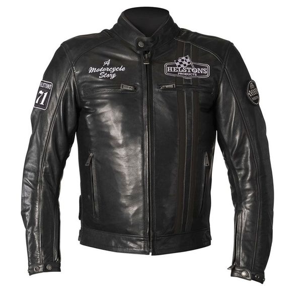 Helstons INDY Leather Motorcycle Jacket—Black / BlackRef: hs0720-c41554