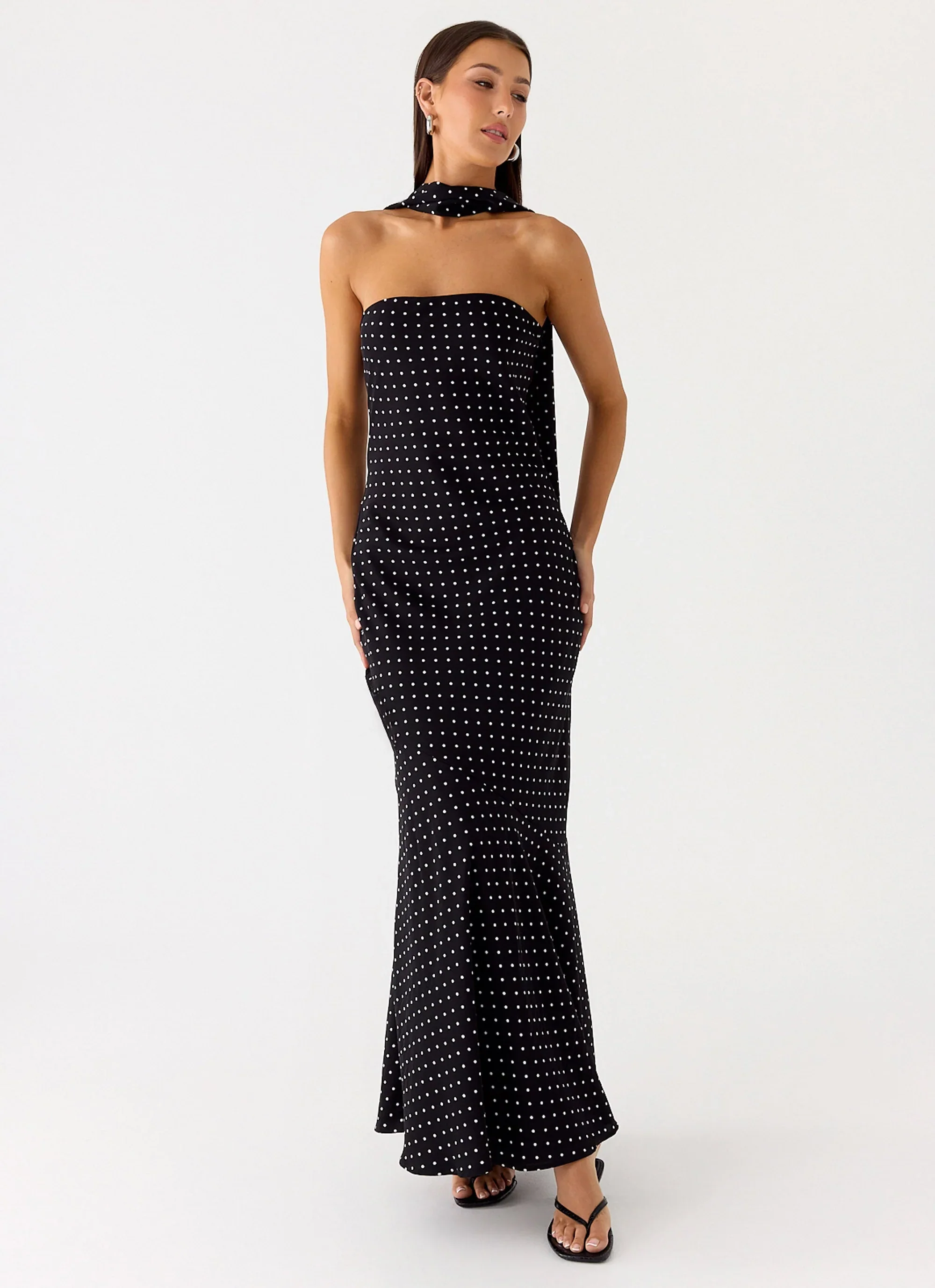 Under The Pagoda Maxi Dress - Black Polkadot