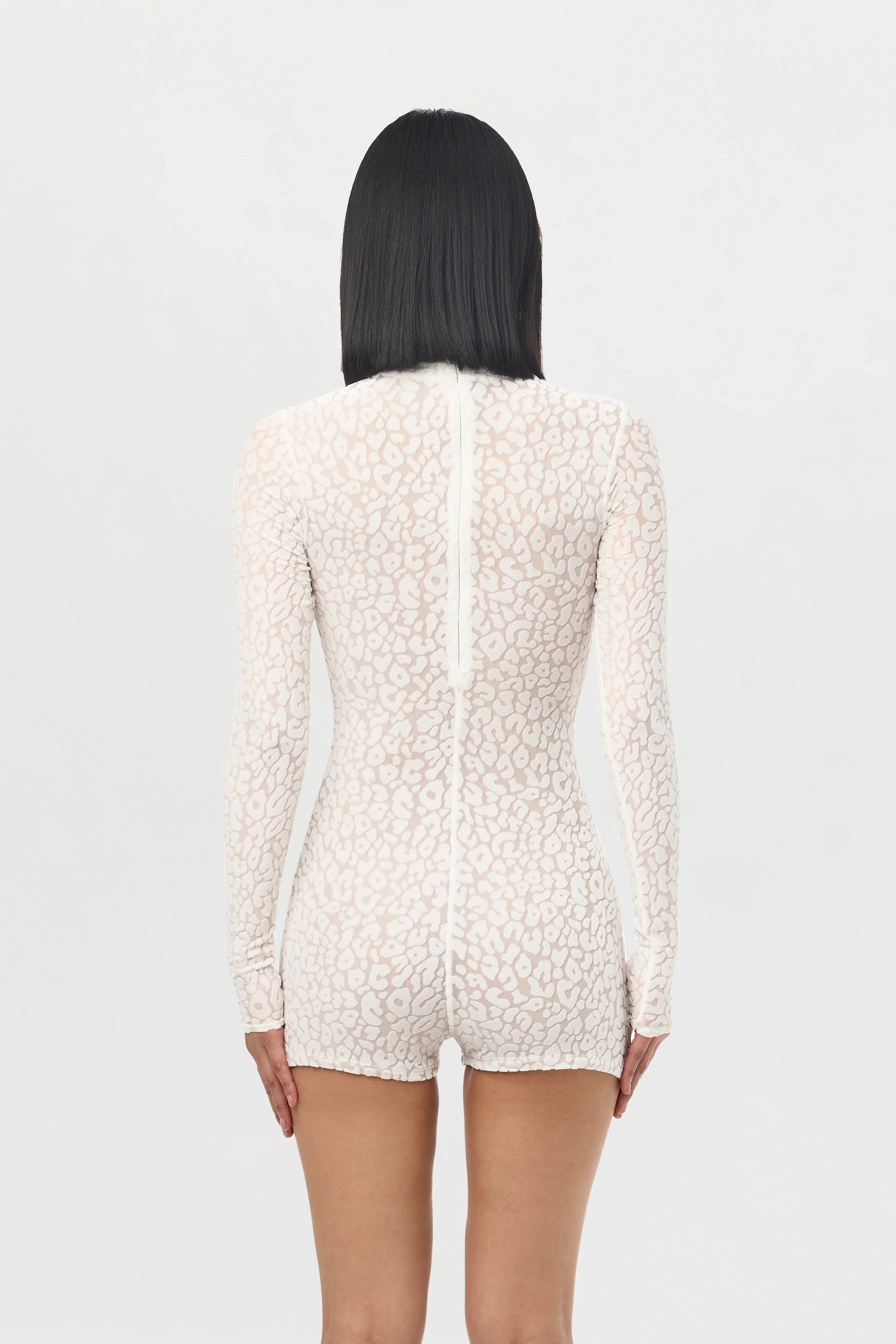 Burnout Print Turtleneck Romper